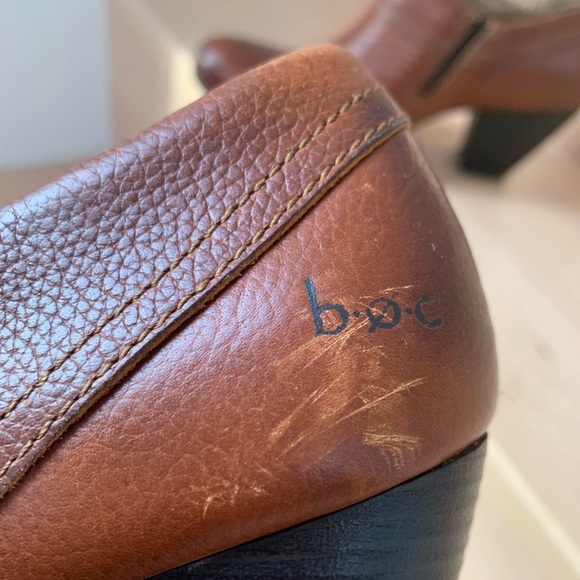 NEW b.ø.c. BORN | 7.5 | C48706 Women Brown Leather Zip Cap Toe  Heel Shoe Bootie - Picture 5 of 6